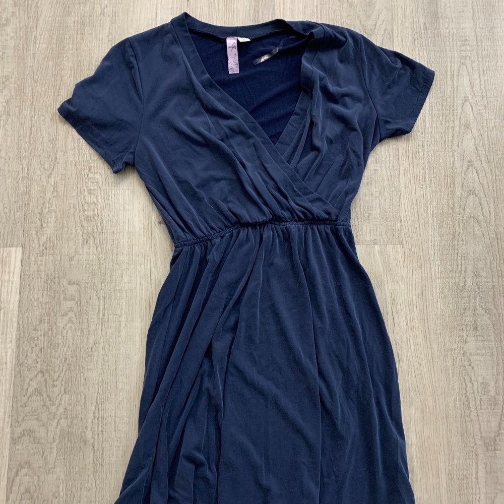 Navy Wrap Top Dress - Size S